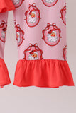 Pink santa claus bamboo ruffle pajama set - Aaria Tees Aaria Tees