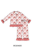 Pink santa claus bamboo ruffle pajama set Aaria Tees