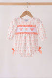 Pink bow embroidery ruffle bubble Aaria Tees