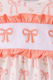 Pink bow embroidery ruffle bubble Aaria Tees