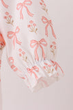 Pink bow embroidery ruffle bubble Aaria Tees