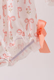 Pink bow embroidery ruffle bubble Aaria Tees