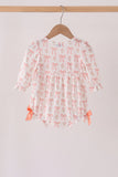 Pink bow embroidery ruffle bubble Aaria Tees