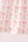 Pink bow embroidery ruffle pants set Aaria Tees