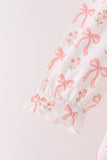 Pink bow embroidery ruffle pants set Aaria Tees
