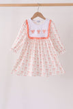 Pink bow embroidery ruffle dress Aaria Tees