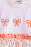 Pink bow embroidery ruffle dress Aaria Tees