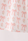 Pink bow embroidery ruffle dress Aaria Tees