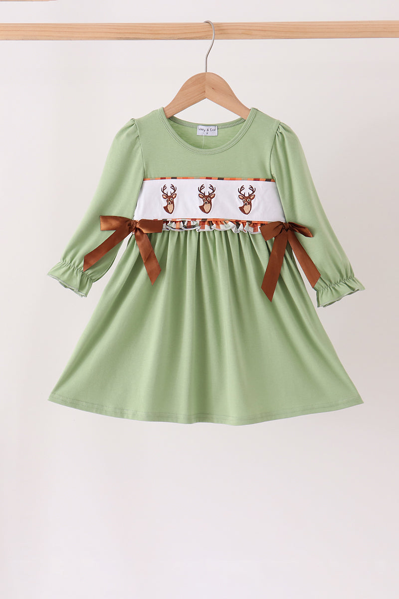 Sage deer embroidery dress - Aaria Tees