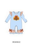 Blue Turkey Applique Ruffle Romper Aaria Tees