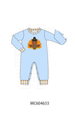 Blue Turkey Applique Romper Aaria Tees