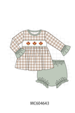 Brown turkey embroidery gingham bloomer set Aaria Tees