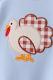 Blue turkey applique romper Aaria Tees