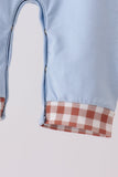 Blue turkey applique romper Aaria Tees