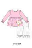 Pink turkey applique ruffle pants set Aaria Tees