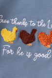 Teal turkey french knot ruffle bubble Aaria Tees