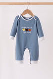 Teal turkey french knot romper Aaria Tees