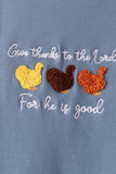 Teal turkey french knot romper Aaria Tees