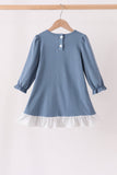 Teal turkey french knot ruffle dress Aaria Tees