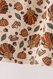 Green pumpkin turkey smocked dress Aaria Tees