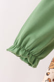 Green pumpkin turkey smocked dress Aaria Tees