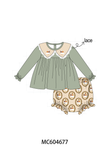 Green goose pumpkin embroidery bloomer set Aaria Tees