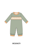 Green goose pumpkin embroidery romper Aaria Tees