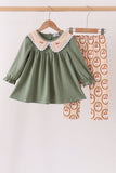 Green goose pumpkin embroidery pants set - Aaria Tees Aaria Tees