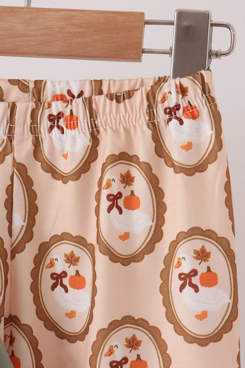Green goose pumpkin embroidery pants set - Aaria Tees Aaria Tees