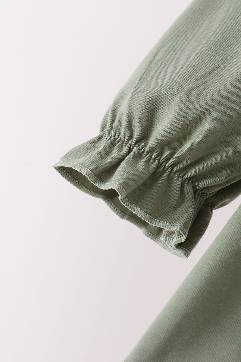 Green goose pumpkin embroidery pants set - Aaria Tees Aaria Tees