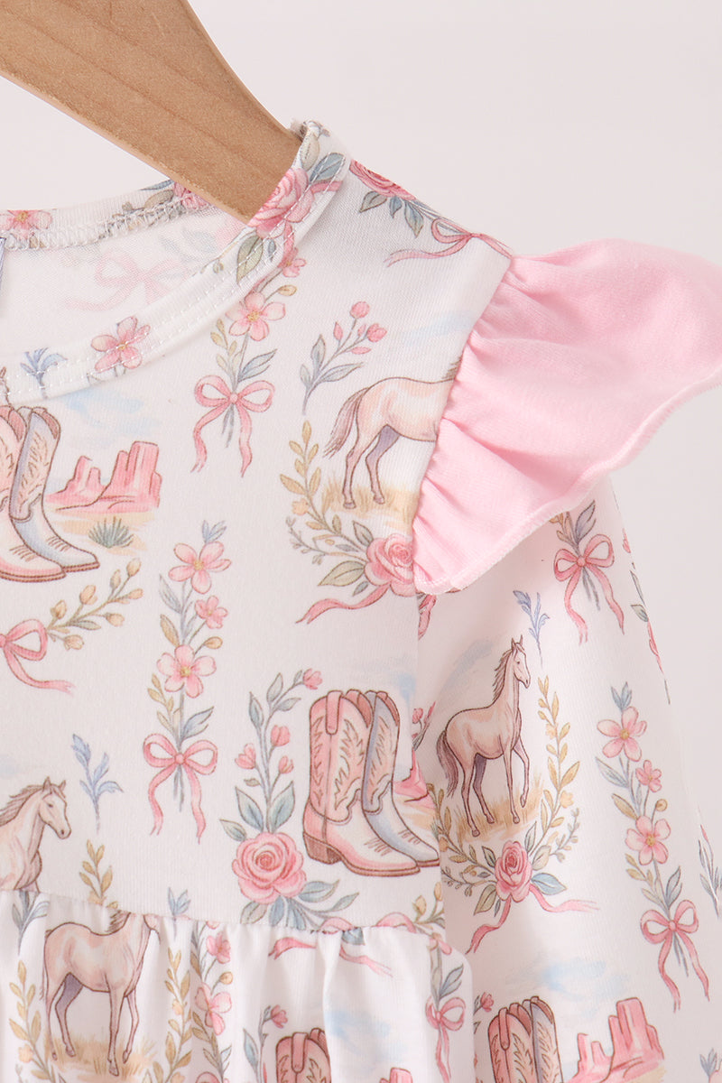Pink horse ruffle bubble - Aaria Tees Aaria Tees