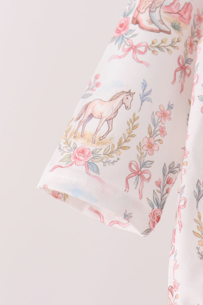 Pink horse ruffle bubble - Aaria Tees Aaria Tees