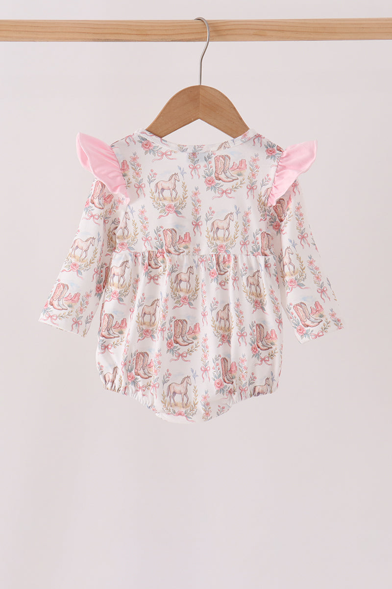 Pink horse ruffle bubble - Aaria Tees Aaria Tees