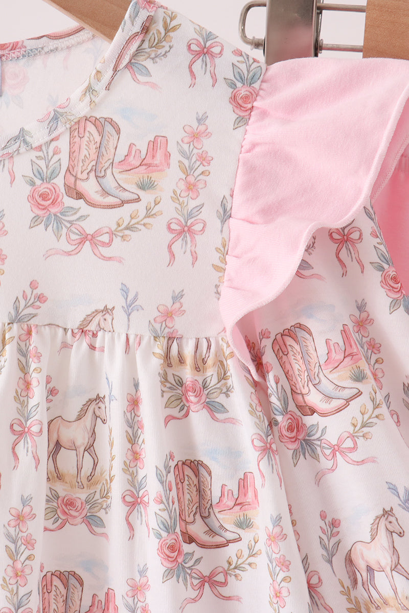 Pink horse ruffle pants set - Aaria Tees Aaria Tees