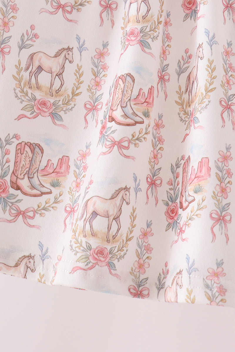 Pink horse ruffle pants set - Aaria Tees Aaria Tees