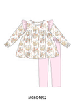 Pink horse ruffle pants set Aaria Tees