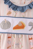Pumpkin Pie Bow Embroidery Ruffle Bubble Aaria Tees