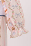 Pumpkin Pie Bow Embroidery Ruffle Bubble Aaria Tees