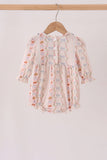 Pumpkin Pie Bow Embroidery Ruffle Bubble Aaria Tees