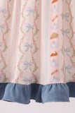 Pumpkin Pie Bow Embroidery Ruffle Dress Aaria Tees