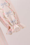 Pumpkin Pie Bow Embroidery Ruffle Dress Aaria Tees