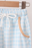 Pumpkin Pie Bow Embroidery Gingham Pants Set Aaria Tees