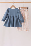 Pumpkin Pie Bow Embroidery Ruffle Pants Set Aaria Tees