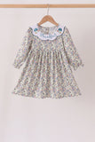 Blue turkey embroidery dress Aaria Tees