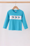 Blue turkey embroidery top Aaria Tees