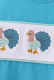 Blue turkey embroidery top Aaria Tees