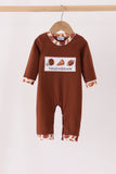 Brown touchdown football embroidery romper Aaria Tees