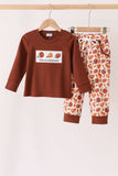 Brown touchdown football embroidery pants set Aaria Tees