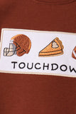 Brown touchdown football embroidery pants set Aaria Tees