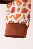 Brown touchdown football embroidery pants set Aaria Tees
